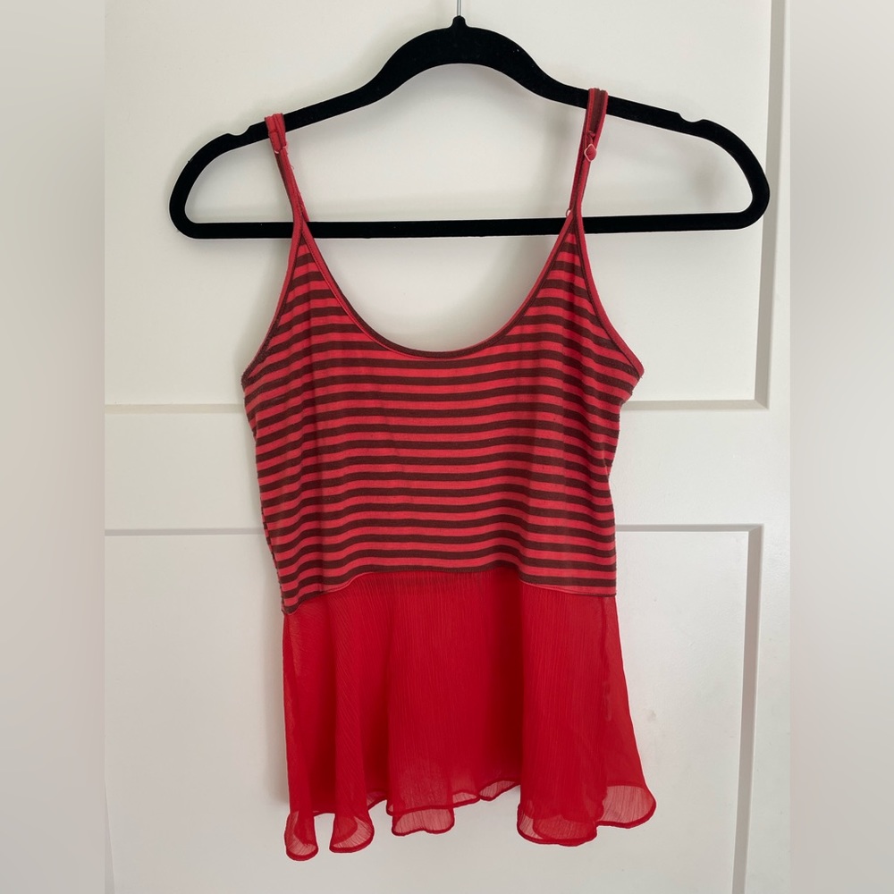 Free People Brown/Red Striped Tank Top